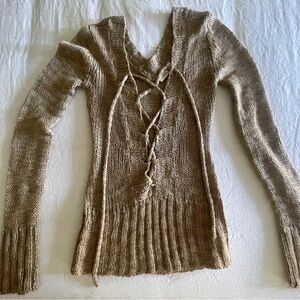 Women's Lace-Up Knit Sweater